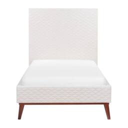 Wyld and Coco Off-White Velvet EU Single Bed 3ft Honeycomb Headboard in White - thumbnail 5