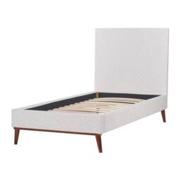 Wyld and Coco Off-White Velvet EU Single Bed 3ft Honeycomb Headboard in White - thumbnail 6