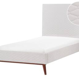 Wyld and Coco Off-White Velvet EU Single Bed 3ft Honeycomb Headboard in White - thumbnail 2