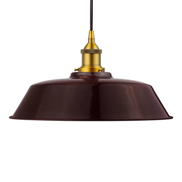 SE Home Burgundy Red Chancery Pendant Light - Antique Gold - Black Round - image 1