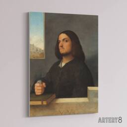 "Artery8 Giorgione Portrait of a Venetian Gentleman Canvas Wall Art Print in Grey - Size: W12"" x H16""" - thumbnail 2