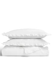 CHRISTY Double Layered Relaxed Cotton Ruffle Design Duvet Cover Set in White - thumbnail 3