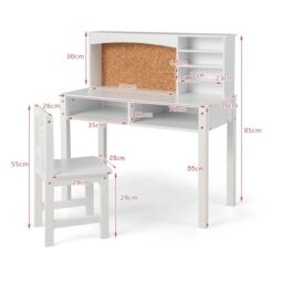 Costway Desk & Chair Set Wooden Study Table &Chair Writing Table Set in White - thumbnail 5