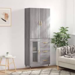 Berkfield Home Highboard Grey Sonoma 69.5x34x180 cm Engineered Wood - thumbnail 2