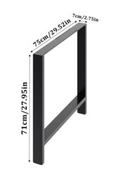 Living and Home 2Pcs Black H-shaped Anti-Slip Metal Table Legs Furniture Replacement Legs for DiningTable, Desks and Workbenches, 75cm(W) x 71cm(H) - thumbnail 6