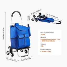 SPETLEK Stair Climbing Cart Foldable Shopping Cart in Blue - thumbnail 2
