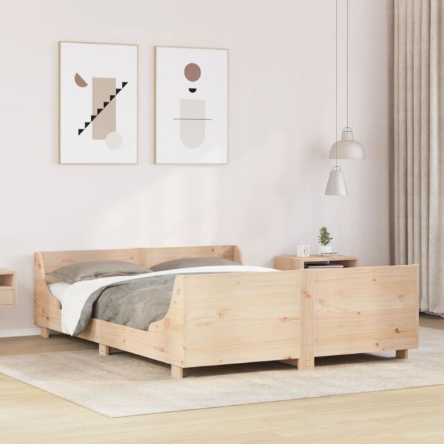 Berkfield Home Bed Frame without Mattress 135x190 cm Double Solid Wood Pine in Brown - image 1