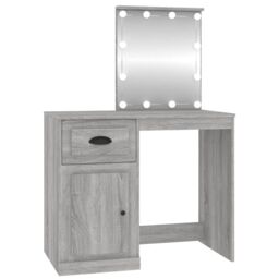Berkfield Home Dressing Table with LED Grey Sonona 90x50x132.5 cm Engineered Wood - thumbnail 2