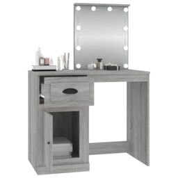 Berkfield Home Dressing Table with LED Grey Sonona 90x50x132.5 cm Engineered Wood - thumbnail 5