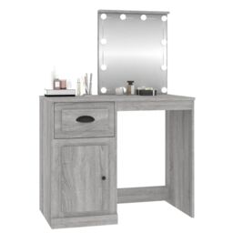 Berkfield Home Dressing Table with LED Grey Sonona 90x50x132.5 cm Engineered Wood - thumbnail 4