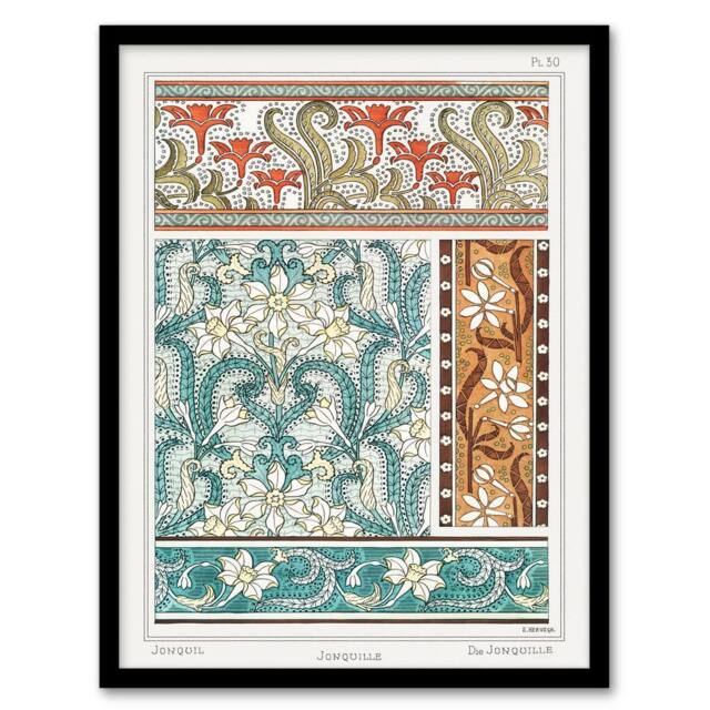Artery8 Maurice Pillard Verneuil Framed Wall Art Daffodil Floral Patterns in Blue - Size: A4 - image 1
