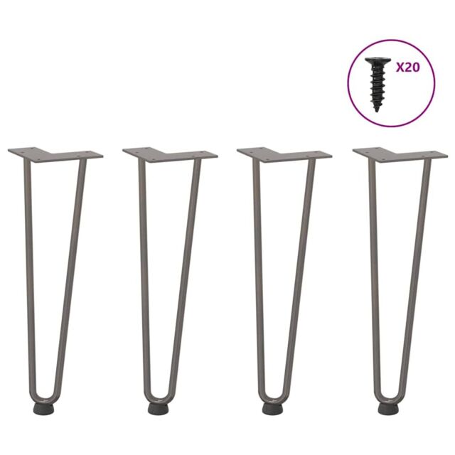 Berkfield Home Hairpin Table Legs 4 pcs Natural Steel 42 cm Solid Steel in Brown - image 1