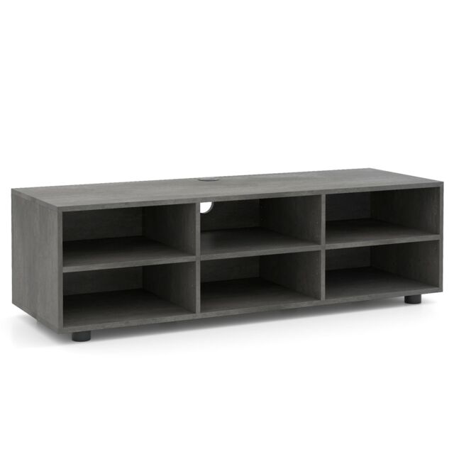 Costway Wooden TV Cabinet Table TV Stand for TVs up to 55 Inches in Grey