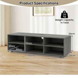 Costway Wooden TV Cabinet Table TV Stand for TVs up to 55 Inches in Grey - thumbnail 2