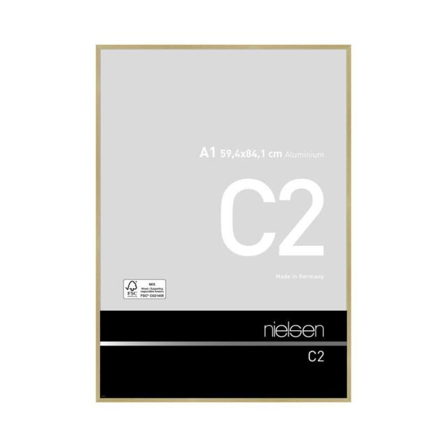 nielsen C2 Aluminium Picture Frame A1 - Float Glass & Push/Turn Clips in Gold - image 1