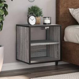 Berkfield Home Wall-mounted Bedside Cabinet Grey Sonoma 40x31x39.5 cm - thumbnail 2