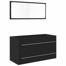 Berkfield Home Modern Bathroom Sink Cabinet with Built-in Basin Black Oak Engine - thumbnail 6