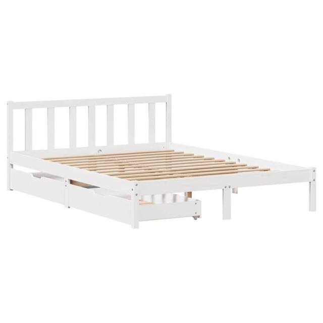 Berkfield Home Full Bed Frame without Mattress White 160x200 cm Solid Wood Pine - image 1