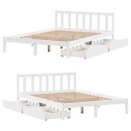 Berkfield Home Full Bed Frame without Mattress White 160x200 cm Solid Wood Pine - thumbnail 9