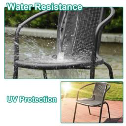 Living and Home Set of 2 Rattan Stacking Outdoor Garden Chairs in Black - thumbnail 7
