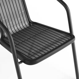 Living and Home Set of 2 Rattan Stacking Outdoor Garden Chairs in Black - thumbnail 8