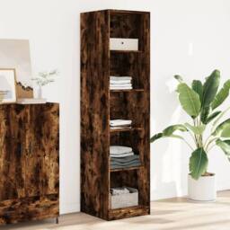 Berkfield Home Wardrobe Smoked Oak 50x50x200 cm Engineered Wood in Brown - Size: 50 x 50 x 200 cm - thumbnail 2