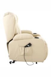 More4Homes Caesar Single Motor Rise Recliner Bonded Leather Heat & Massage Chair in Cream - thumbnail 5