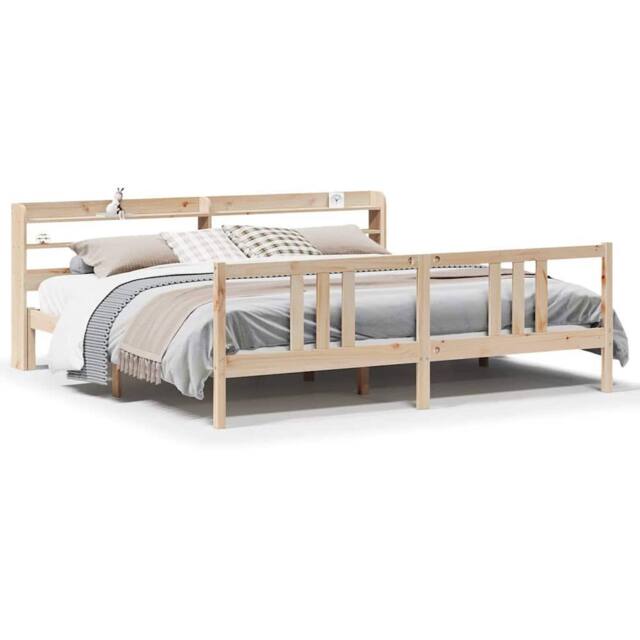Berkfield Home Bed Frame with Headboard without Mattress 200x200 cm in Light Tan - image 1