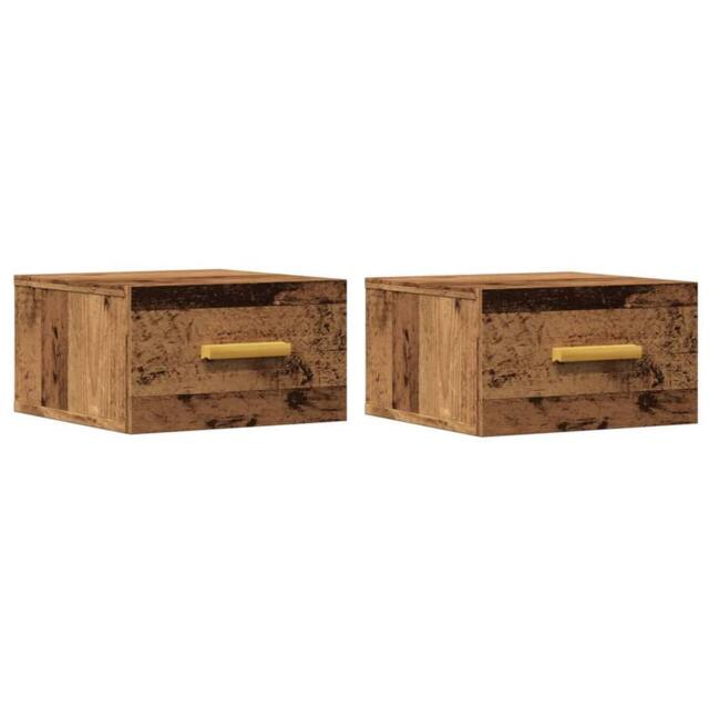 Berkfield Home Wall-mounted Bedside Cabinets 2 pcs Old Wood 35x35x20 cm in Brown - Size: 35 x 35 x 20 cm - image 1