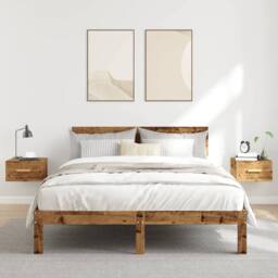 Berkfield Home Wall-mounted Bedside Cabinets 2 pcs Old Wood 35x35x20 cm in Brown - Size: 35 x 35 x 20 cm - thumbnail 3
