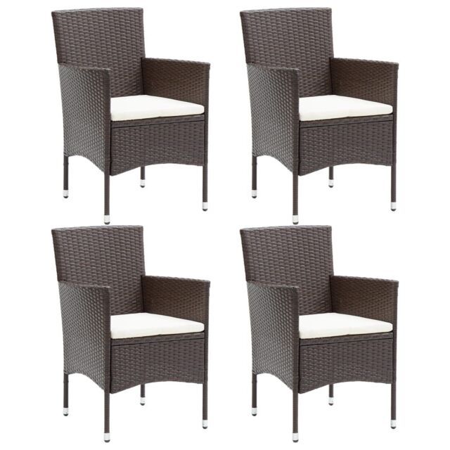 Berkfield Home Garden Dining Chairs 4 pcs Poly Rattan Brown - image 1