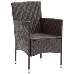 Berkfield Home Garden Dining Chairs 4 pcs Poly Rattan Brown - thumbnail 4