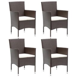 Berkfield Home Garden Dining Chairs 4 pcs Poly Rattan Brown
