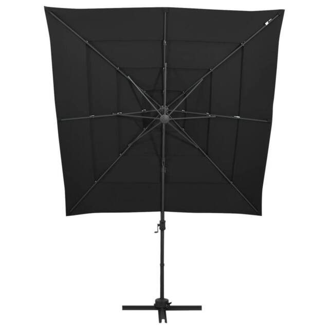 Berkfield Home 4-Tier Parasol with Aluminium Pole Black 250x250 cm - image 1