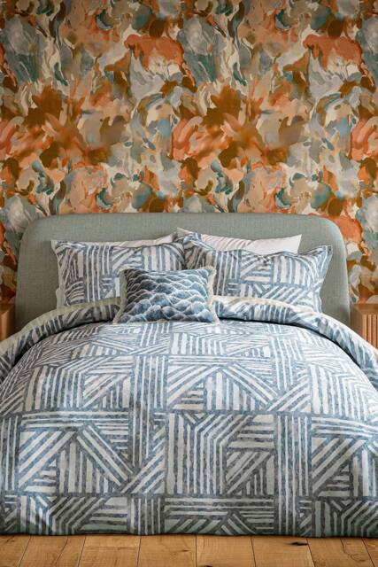 Harlequin 'Crater' Cotton Duvet Cover Set in Blue - Size: Single - image 1