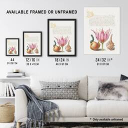 "Artery8 Pear Pink Tulip & Seashell Calligraphy Wall Art Poster Print in White - Size: W12"" x H16""" - thumbnail 3