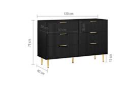 Birlea Zaza Black 6 Drawer Chest Fluted Bedroom Storage - thumbnail 7