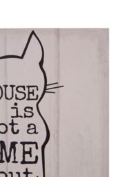Orsina Cat Wall Plaque, Charming Wooden Sign With Artistic Cat Illustration, Rustic Finish Adds Whimsy To Hallways in Cream - thumbnail 3