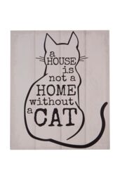 Orsina Cat Wall Plaque, Charming Wooden Sign With Artistic Cat Illustration, Rustic Finish Adds Whimsy To Hallways in Cream