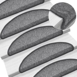 Berkfield Home Carpet Stair Treads 15 pcs Dark Grey 56x17x3 cm - Size: Medium - thumbnail 1
