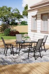 Living and Home 4-Seater Outdoor Garden Dining Table Set in Black - thumbnail 2