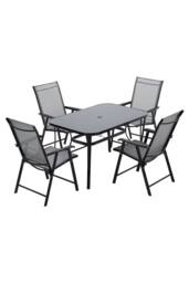 Living and Home 4-Seater Outdoor Garden Dining Table Set in Black - thumbnail 4