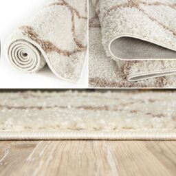 THE RUGS Soft Moroccan Shaggy Rugs & Runners Ivory & Beige Living Room - Size: 140 cm x 200 cm - thumbnail 3