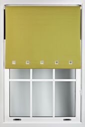 Furnished Blackout Fabric with Chrome Square Eyelets - Window Roller Blinds in Green - Size: 210 cm width x 165 cm drop
