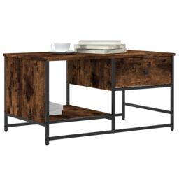 Berkfield Home Coffee Table Smoked Oak 85.5x51x45 cm Engineered Wood in Brown - thumbnail 3