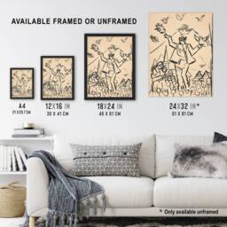 "Artery8 Study for Joy Family Ink Drawing Kubincan Wall Art Poster Print in Beige - Size: W24"" x H32""" - thumbnail 3