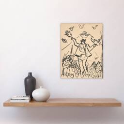 "Artery8 Study for Joy Family Ink Drawing Kubincan Wall Art Poster Print in Beige - Size: W24"" x H32""" - thumbnail 4