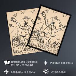 "Artery8 Study for Joy Family Ink Drawing Kubincan Wall Art Poster Print in Beige - Size: W24"" x H32""" - thumbnail 2