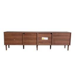 ModernLuxe Modern TV cabinet with rattan drawers, glass doors & LED lighting in Brown - thumbnail 9
