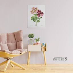 "Artery8 Geranium Flowers Illustration Redoute Vintage Canvas Wall Art in White - Size: W18"" x H24""" - thumbnail 3